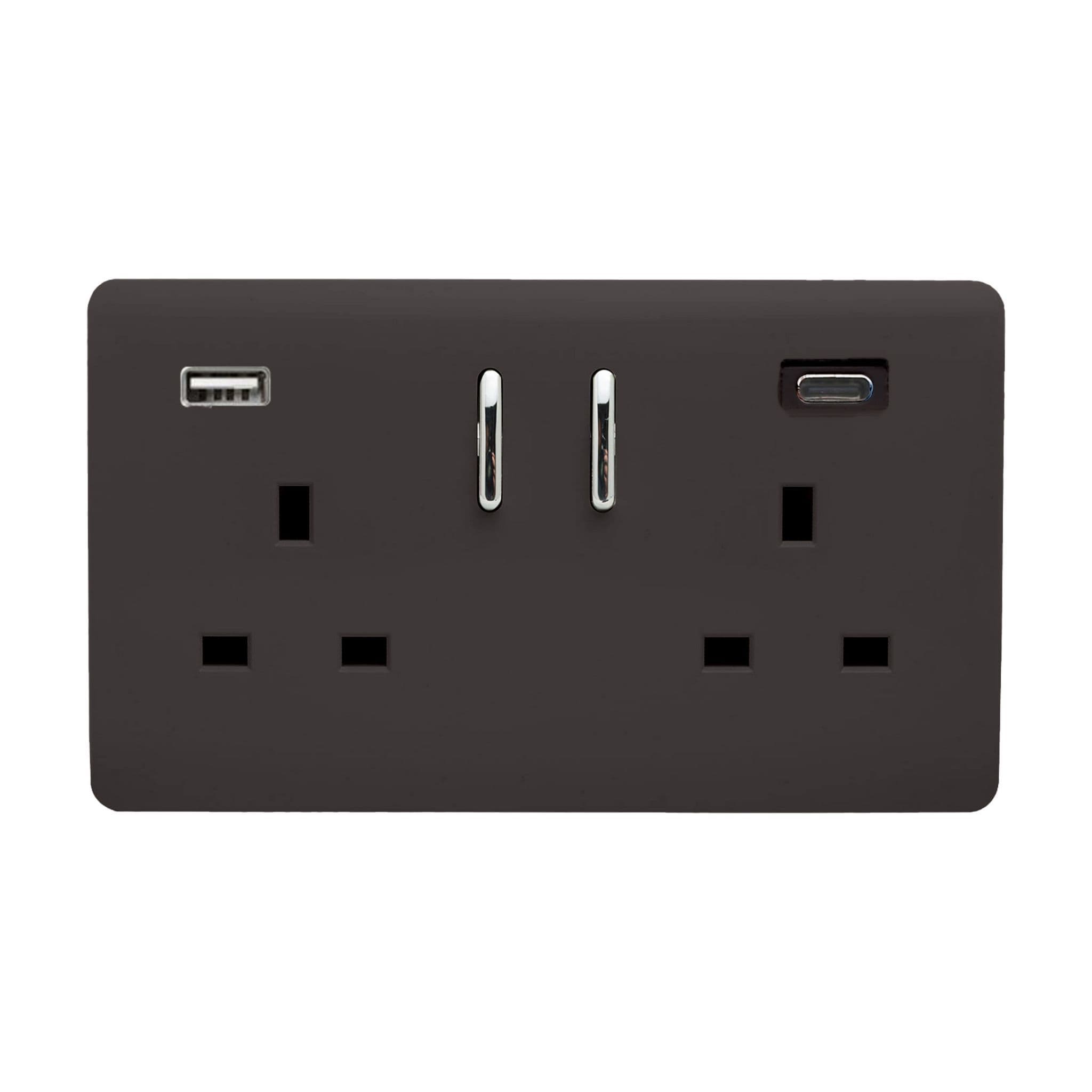 2 Gang USB 3100mA Type A & C USB Plug Socket