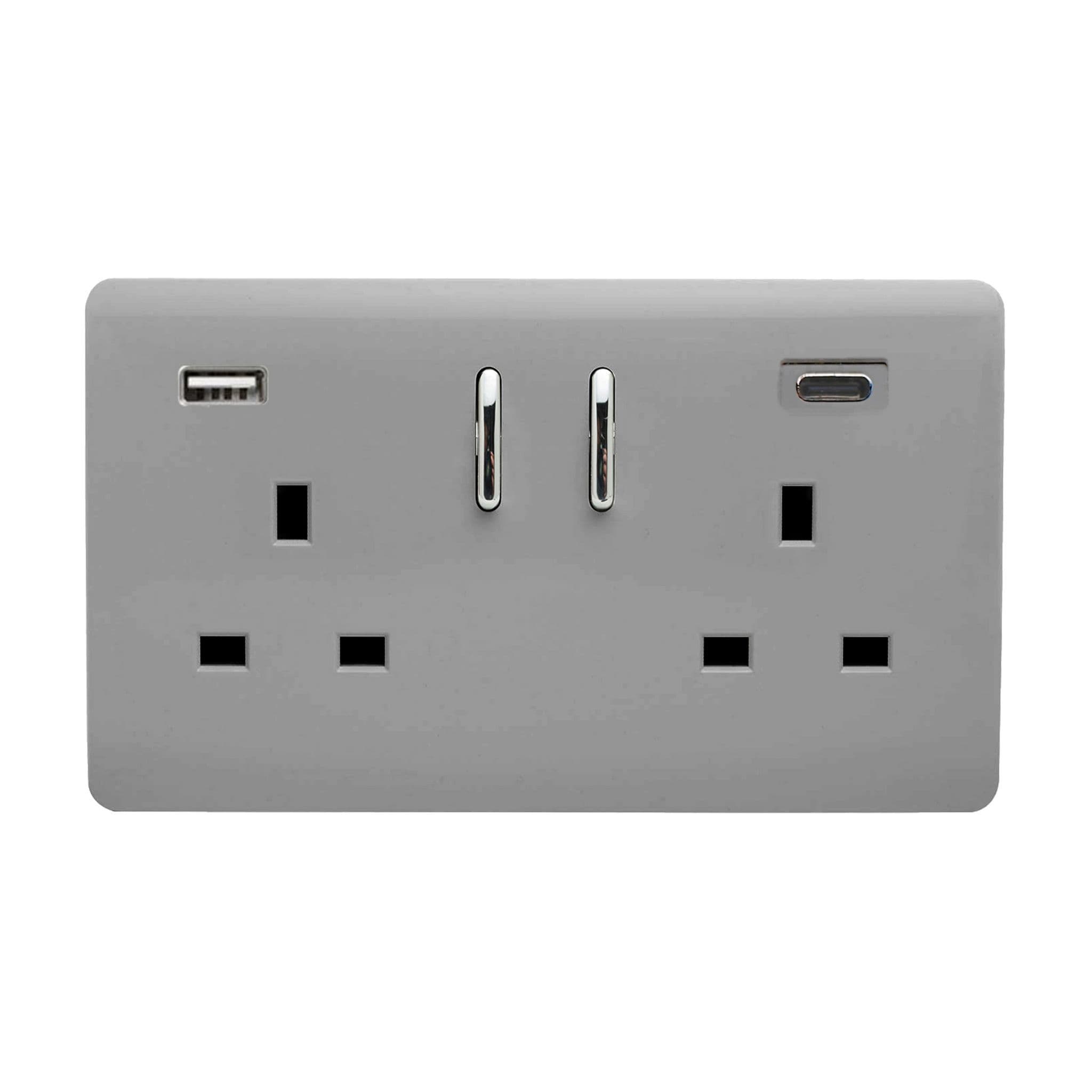 2 Gang USB 3100mA Type A & C USB Plug Socket