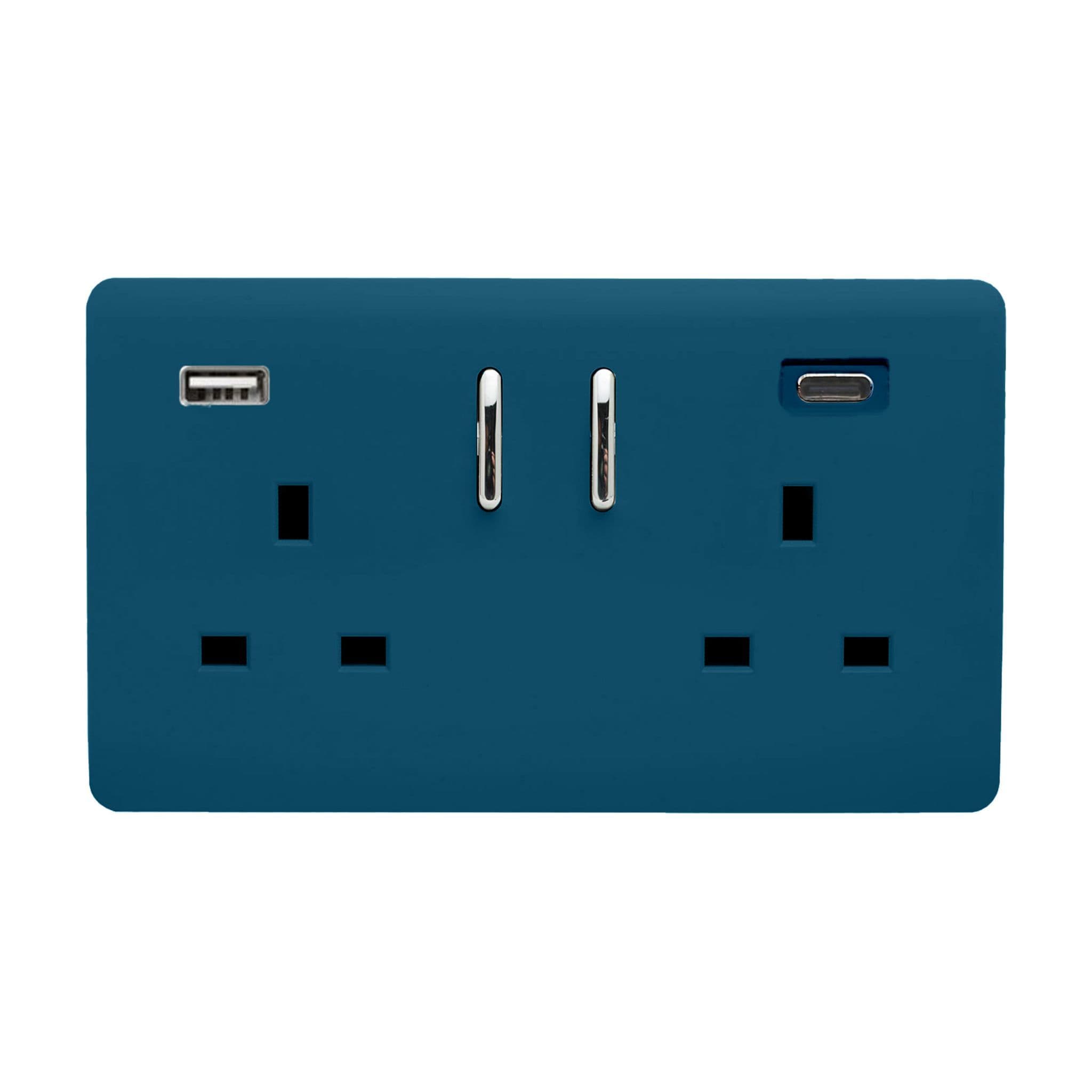 2 Gang USB 3100mA Type A & C USB Plug Socket