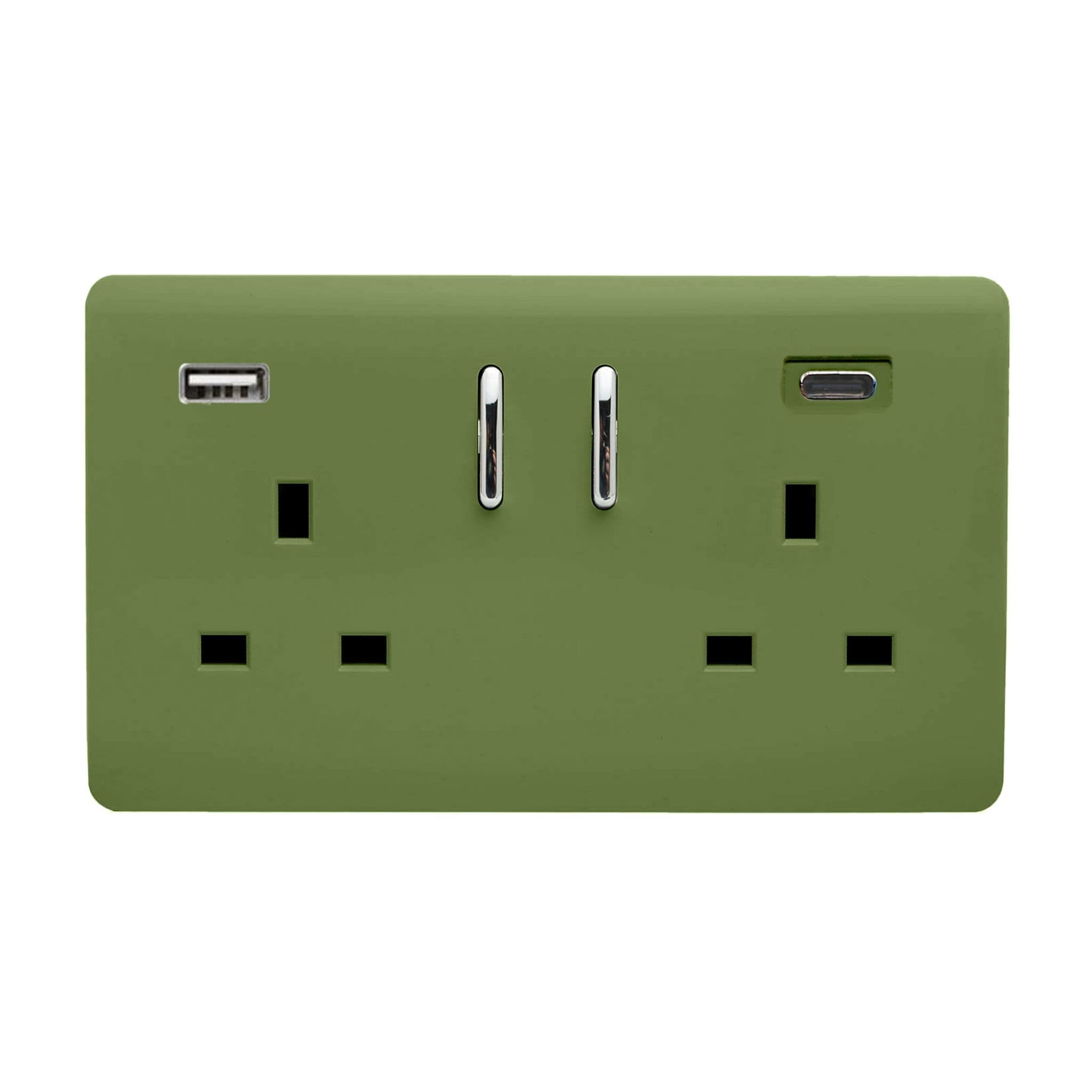 2 Gang USB 3100mA Type A & C USB Plug Socket