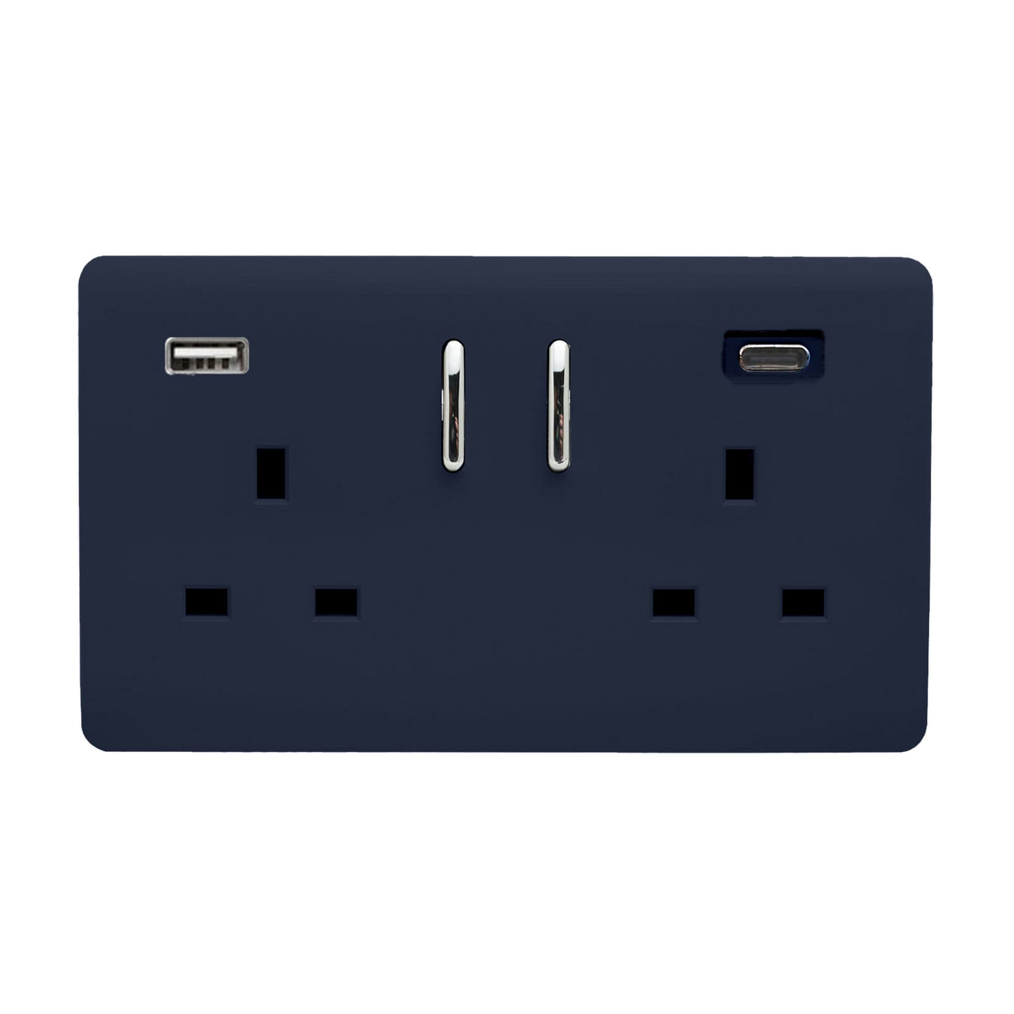 2 Gang USB 3100mA Type A & C USB Plug Socket