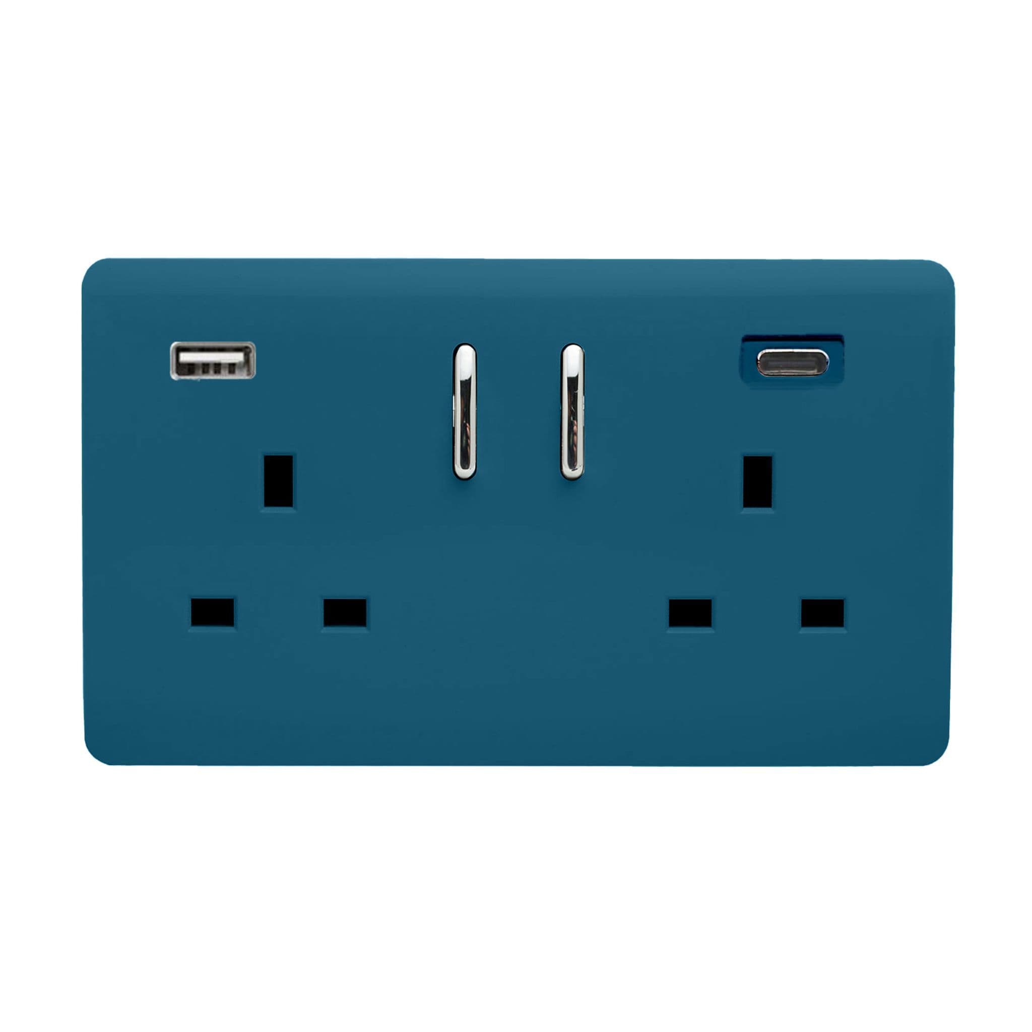 2 Gang USB 3100mA Type A & C USB Plug Socket
