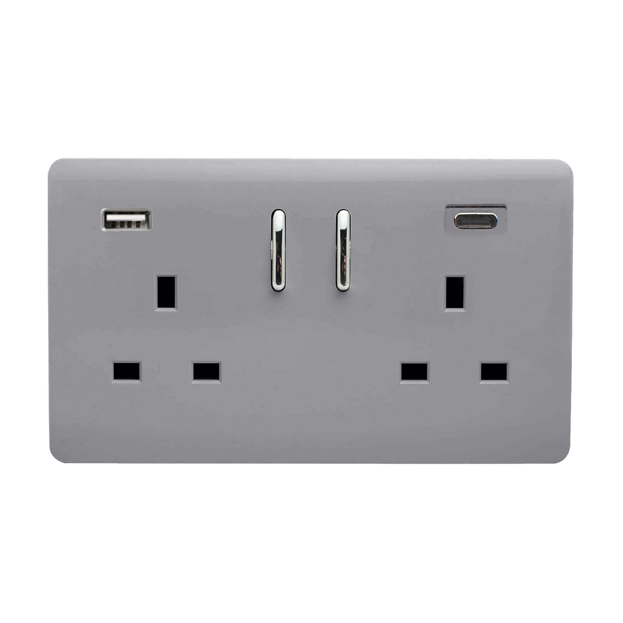 2 Gang USB 3100mA Type A & C USB Plug Socket