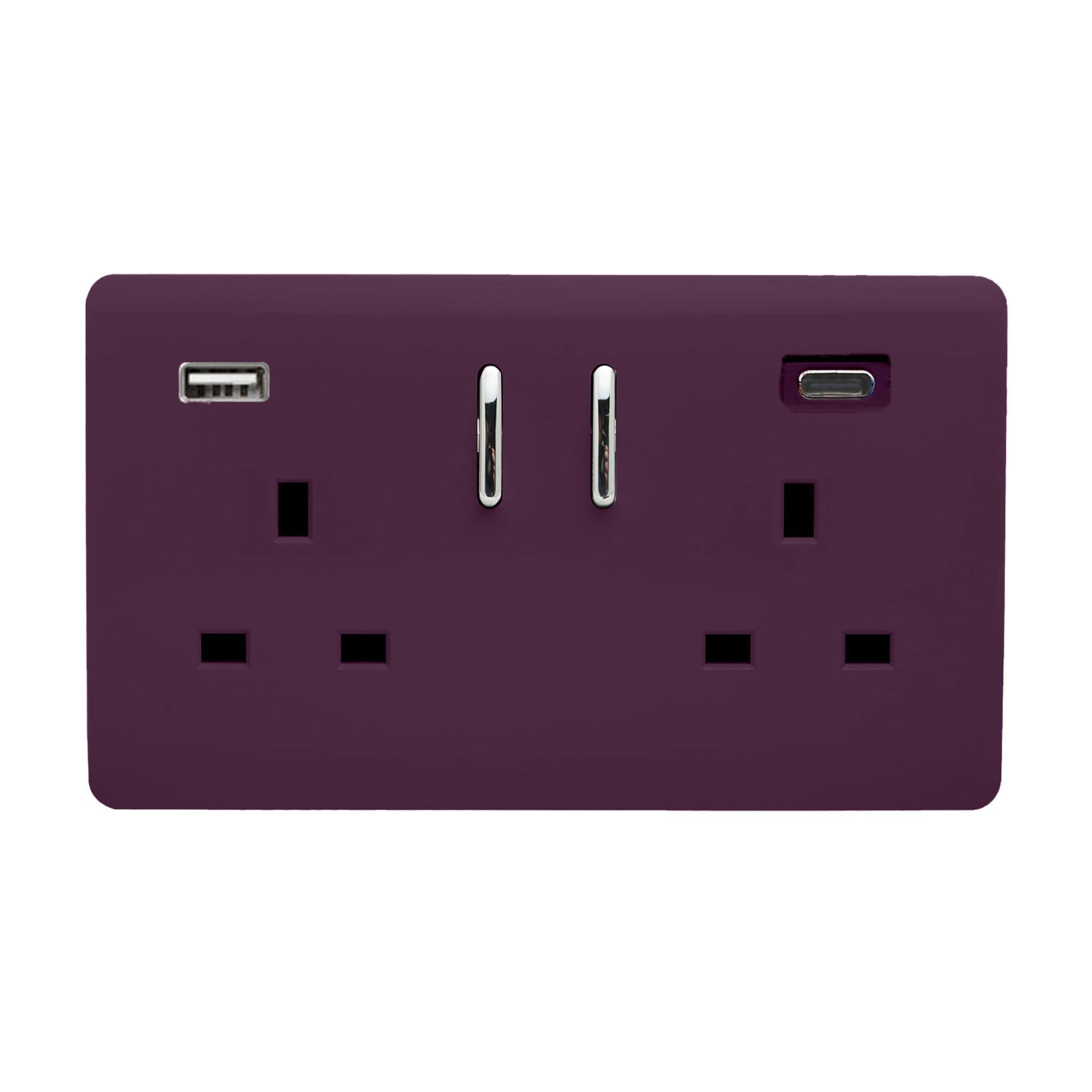 2 Gang USB 3100mA Type A & C USB Plug Socket