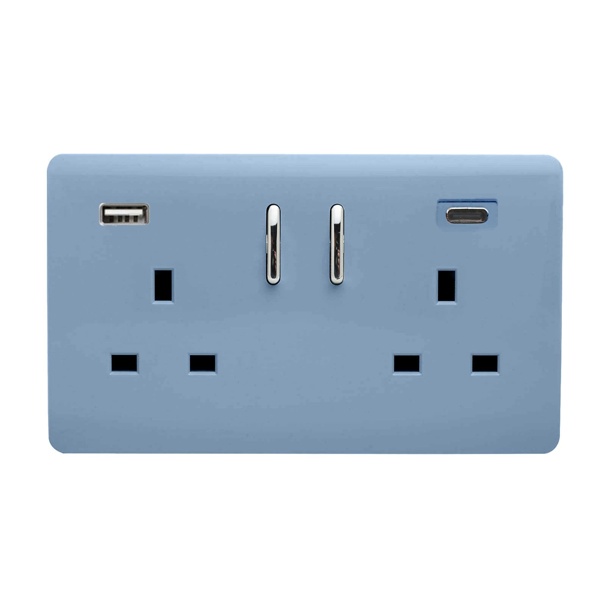 2 Gang USB 3100mA Type A & C USB Plug Socket