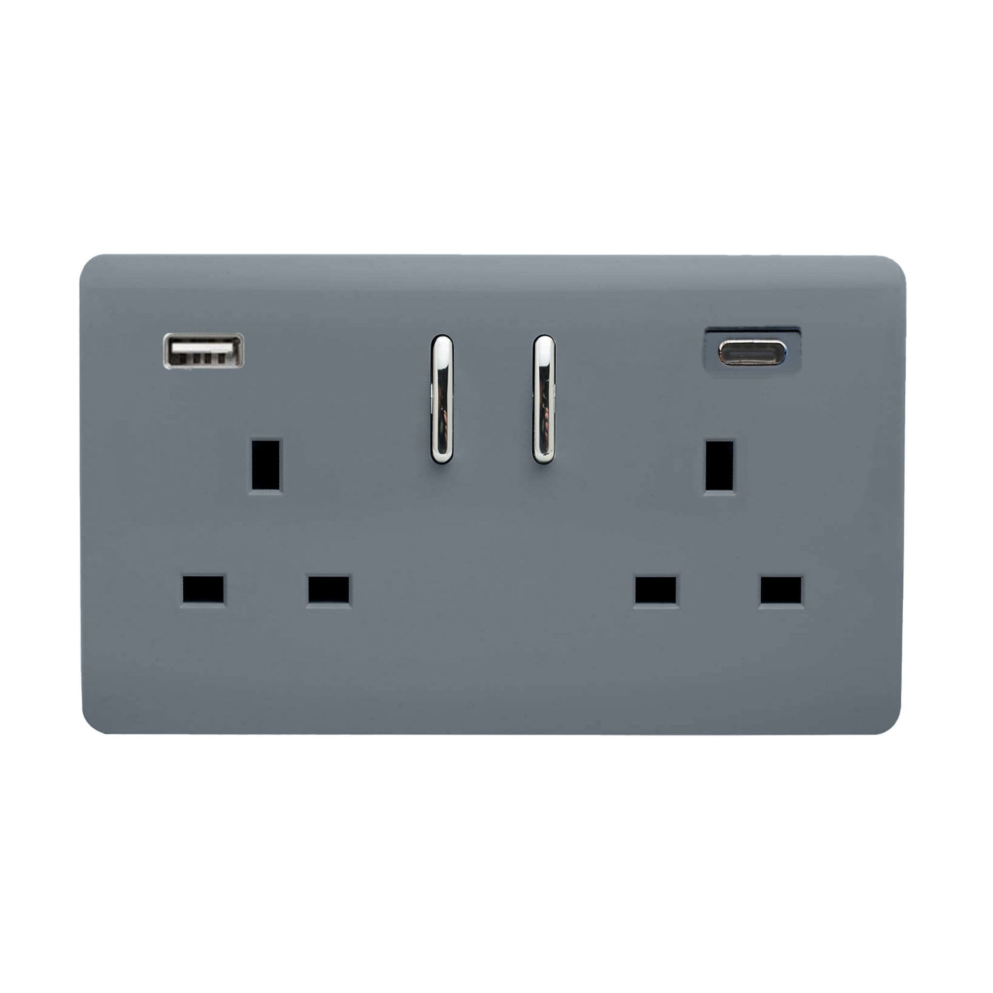 2 Gang USB 3100mA Type A & C USB Plug Socket