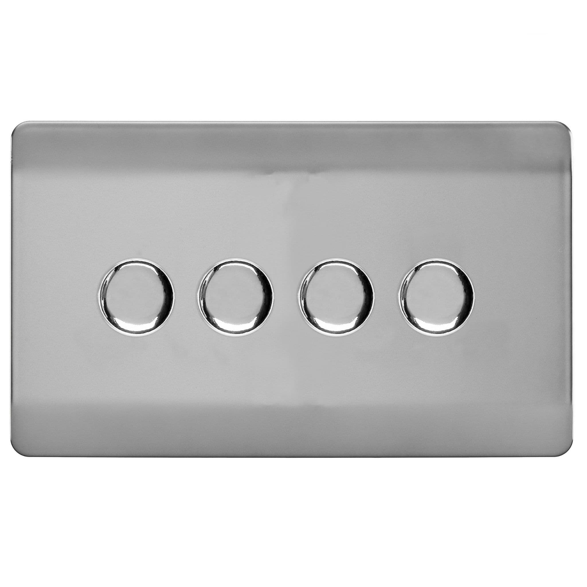 4 Gang 1 or 2 way 150w Rotary LED Dimmer Light Switch
