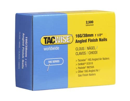 Tacwise 16G x 38mm Galvanised Angled Finish Nails 0770 (2,500)