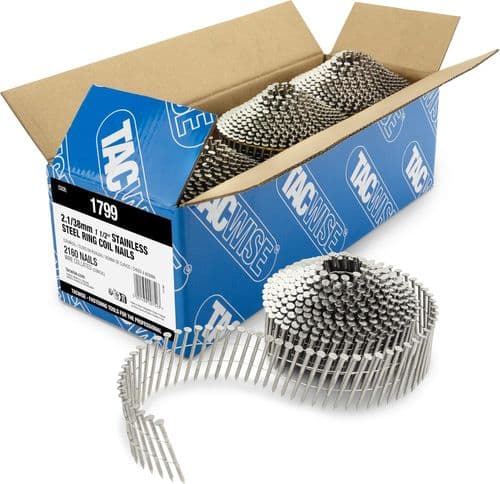 Tacwise 2.1 x 38mm Stainless Steel Ring Conical Coil Nails (2,160)
