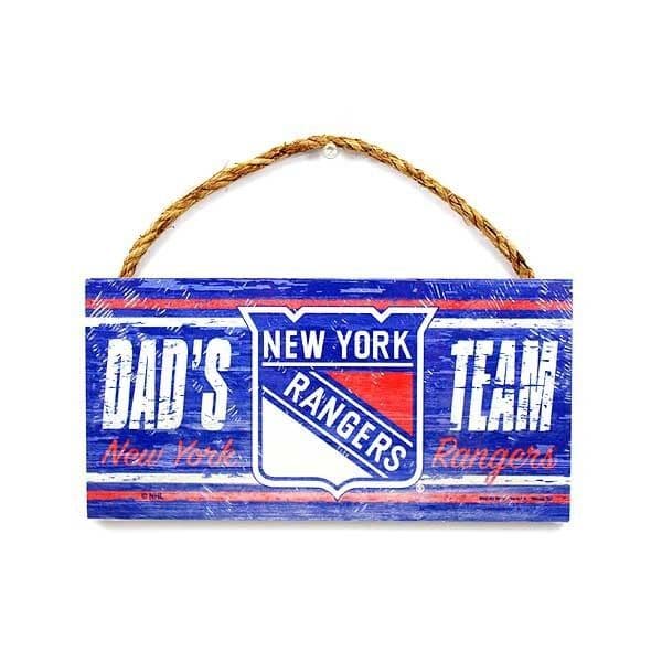 New York Rangers Dad s Team Distressed Wooden Sign 10x5 inches