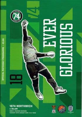 1874 Northwich v Irlam Official Programme 2019/2020 - 20th August 2019