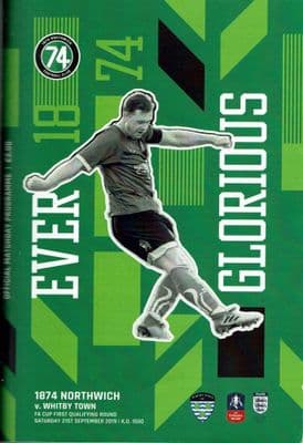 1874 Northwich v Whitby Town FA Cup Official Programme 2019/2020 - 21st September 2019