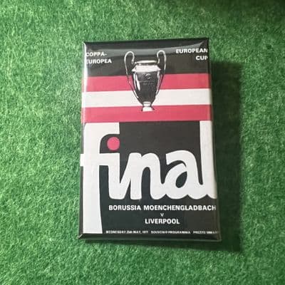 1977 European Cup Final Matchday Programme Cover Rectangle Plastic Pin Badge