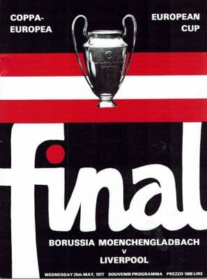 1977 EUROPEAN CUP FINAL PROGRAMME BMG v LIVERPOOL Official Replica  Programme