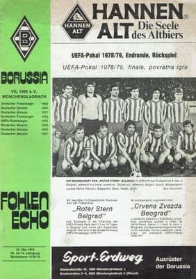 1979 UEFA CUP FINAL BORUSSIA M V RED STAR 23rd May 1979