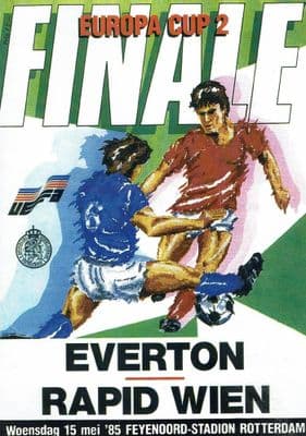 1985 EUROPEAN CUP WINNERS CUP FINAL EVERTON v RAPID OFFICIAL REPLICA PROGRAMMES