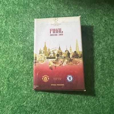2008 UEFA Champions League Final Matchday Programme Cover Rectangle Plastic Pin Badge