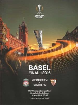 2016 UEFA Europ League Final Liverpool v Sevilla 18th May 2016 Official Matchday Programme