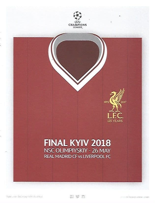 2018 UEFA Champions League Final Liverpool v Real Madrid A4 Double Sided  Poster