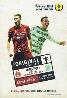 2019 Scottish Cup Semi Final Aberdeen v Celtic Official Matchday Programme 14th April 2019
