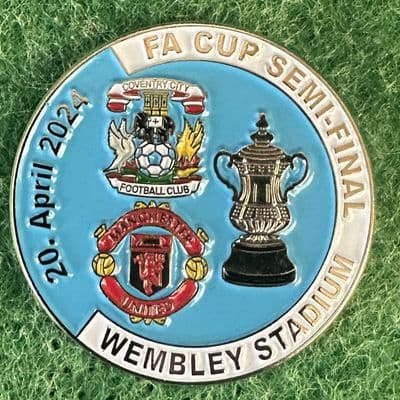 2024 FA Cup Semi Final Coventry City v Manchester United Sky Blue & White Enamel Pin Badge