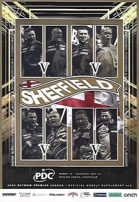 2025 PDC BetMGM Premier League Darts - Week 16 Supplement (Sheffield) Official Programme