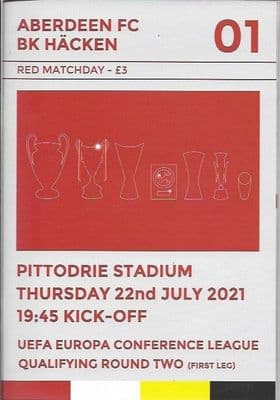 Aberdeen v BK Häcken Europa Conference League Official Match Programme 2021/2022 - 22nd July 2021