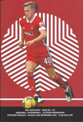 Aberdeen v Motherwell Official Matchday Programme 2020/2021 - 20th September 2020