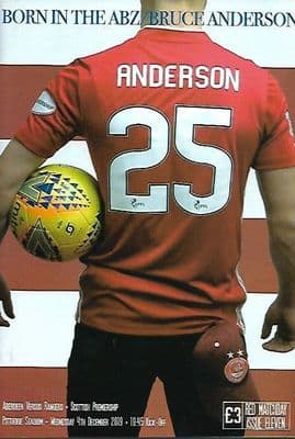 Aberdeen v Rangers 4th December 2019 Official Programme 2019/2020