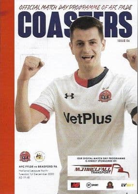 AFC Fylde v Bradford Park Avenue Digital Printed Matchday Programme 2020/2021 - 1st December 2020