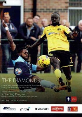 AFC Rushden & Diamonds v Deeping Rangers FA Cup Programme 2018/2019 - 4th September 2018