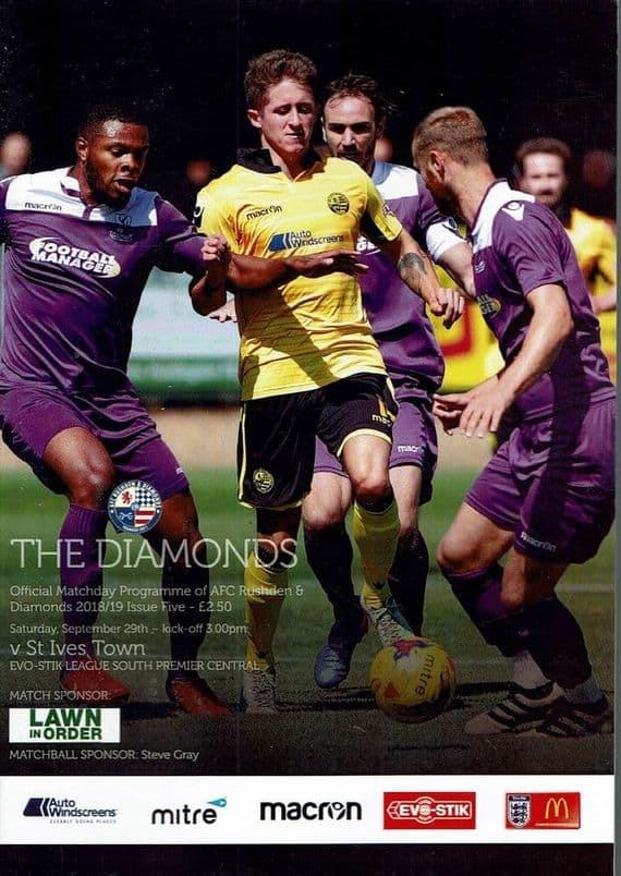 AFC Rushden & Diamonds v ST Ives Town Official Matchday Programme 2018/2019 - 29th September 2018