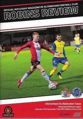 Altrincham v Aldershot Digital Printed Matchday Programme 2020/2021 - 14th November 2020