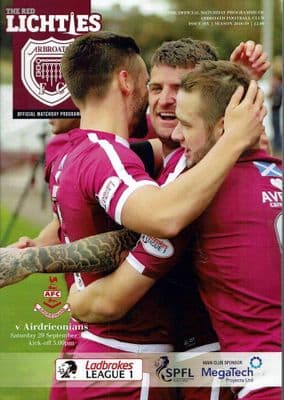 Arbroath v Airdrieonians Official Matchday Programme 2018/2019 - 29th September 2018