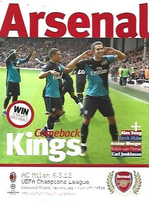 Arsenal v AC Milan Champions League Round of 16 6/3/2012