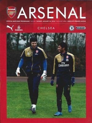 Arsenal v Chelsea Premier League 2015/2016 Programme 24th January 2016