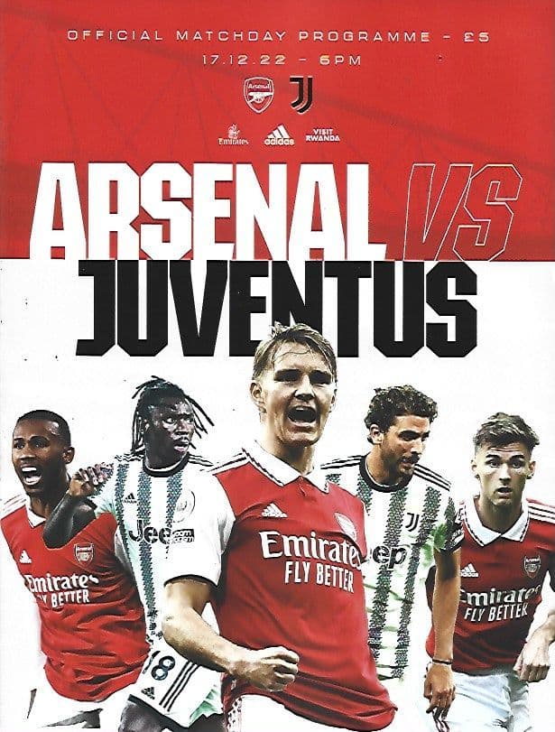 Arsenal v Juventus Mid-Season Friendly 17th Dec 2022 Official