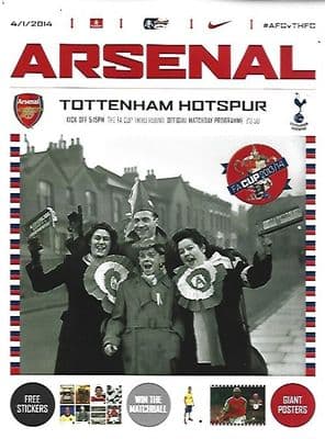 Arsenal v Tottenham 4th January 2014 FA Cup Official Matchday Programme 2013/2014