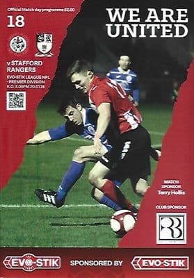 Ashton United v Stafford Rangers Official Matchday Programme 2017/18 20th January 2018