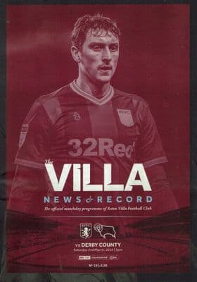 Aston Villa v Derby 2nd March 2019 Official Matchday Programme 2018/2019