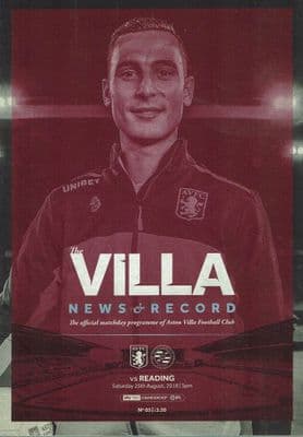 Aston Villa v Reading Official Matchday Programme 2018/2019 - 25th August 2018