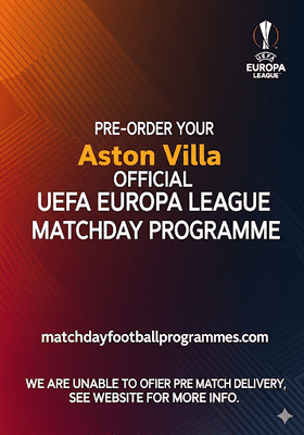 Aston Villa v Red Bull Salzburg Official Europa League Matchday Programme 2025/26 - PRE-ORDER