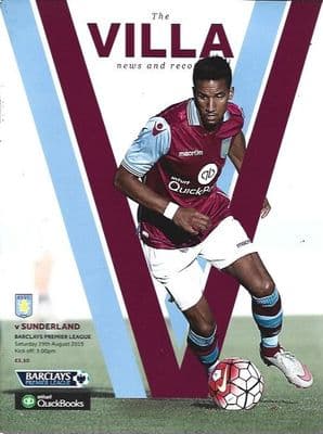 Aston Villa v Sunderland Premier League 2015/2016 Programme 29th August 2015
