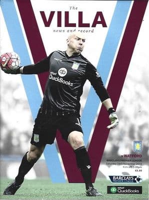 Aston Villa v Watford Premier League 2015/2016 Programme 28th November 2015