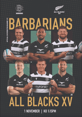 Barbarians v All Blacks XV Official Match Programme 2025/26 1st November 2025 - PRE-ORDER