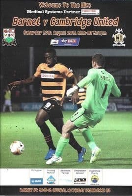 Barnet v Cambridge United Sky Bet League 2 Programme 2015/2016 29th August 2015