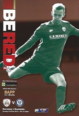Barnsley v Rochdale 3rd May 2015 Official Matchday Programme