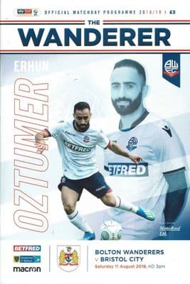 Bolton v Bristol City 11th August 2018 Official Programme 2018/2019