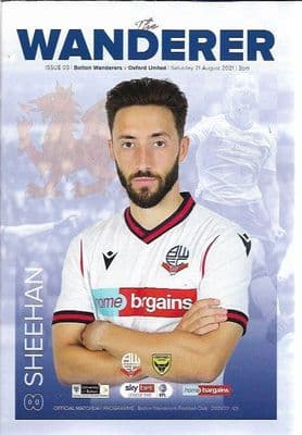 Bolton v Oxford United Sky Bet League One Matchday Programme 2021/2022 - 21st August 2021