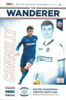 Bolton v Preston 9th February 2019 Official Programme 2018/2019
